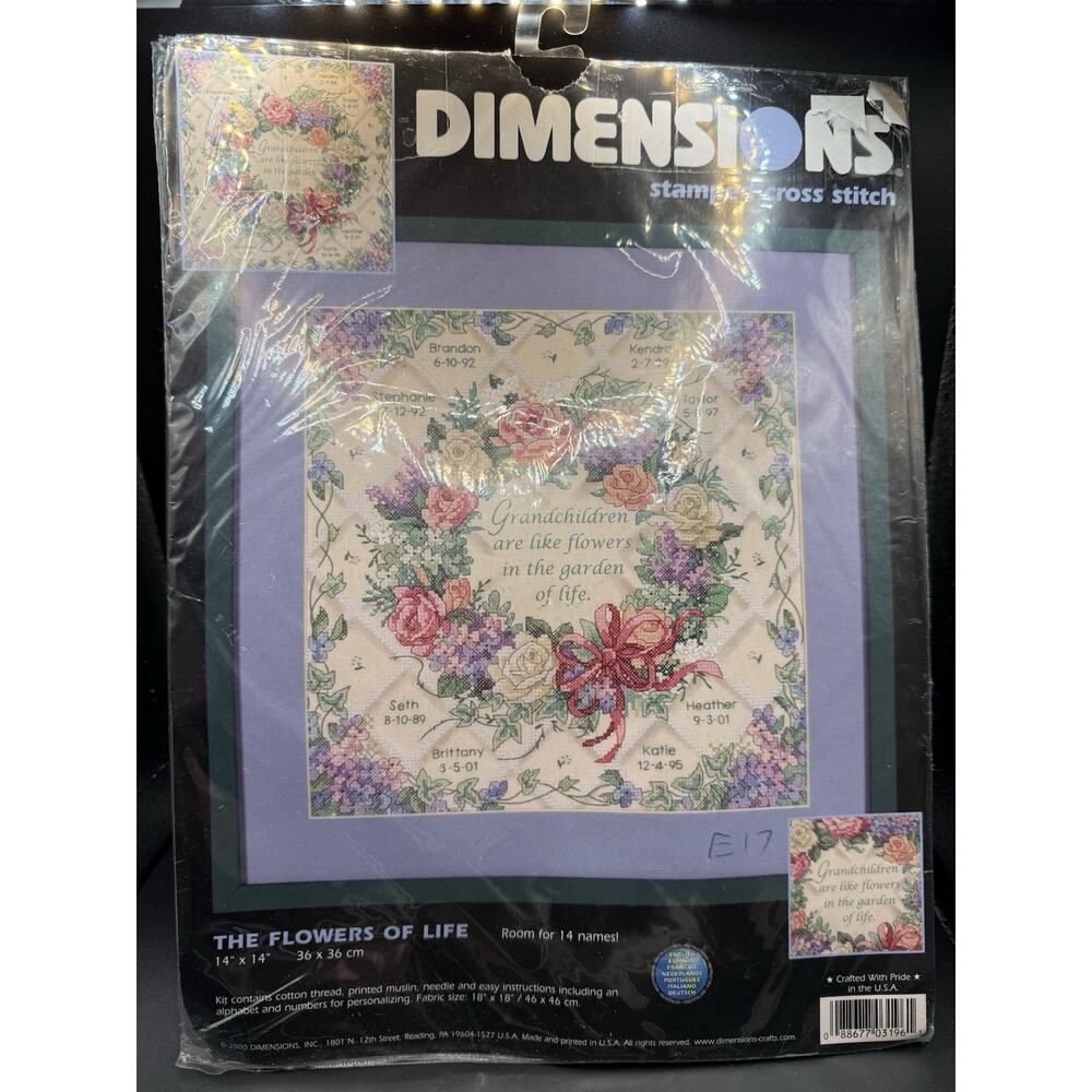 Unopened Dimensions THE FLOWERS OF LIFE Stamped Cross Stitch Kit